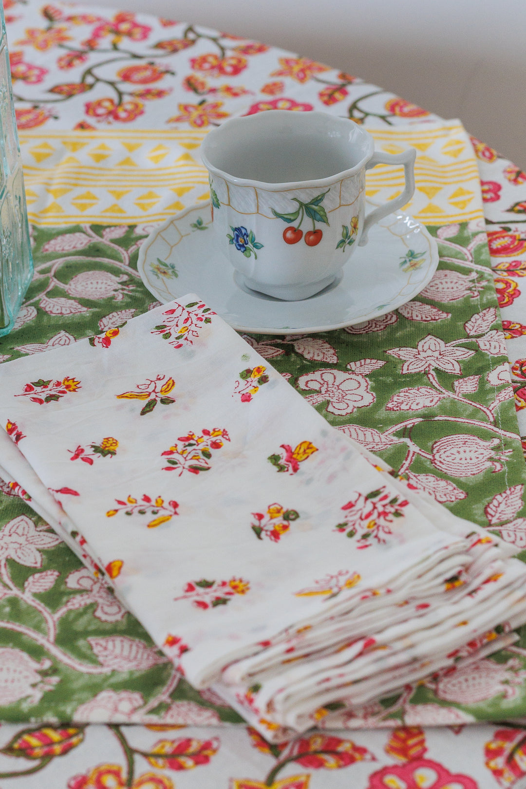 Festive Pomegranate Block print napkins - Light weight dinner napkins - set of 6 napkins