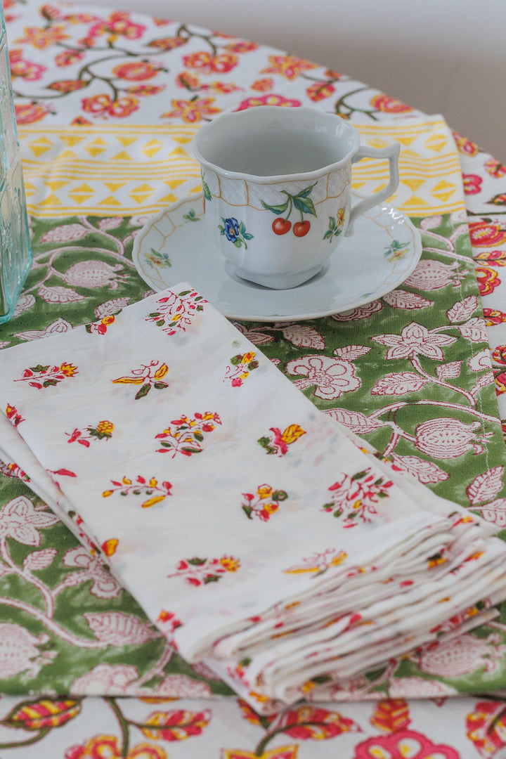 Festive Pomegranate Block print napkins - Light weight dinner napkins - set of 6 napkins