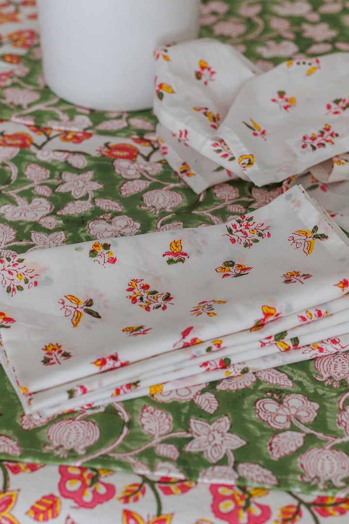 Festive Pomegranate Block print napkins - Light weight dinner napkins - set of 6 napkins