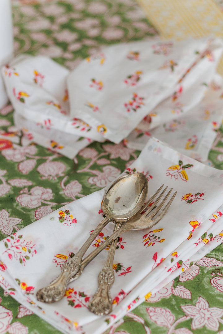 Festive Pomegranate Block print napkins - Light weight dinner napkins - set of 6 napkins