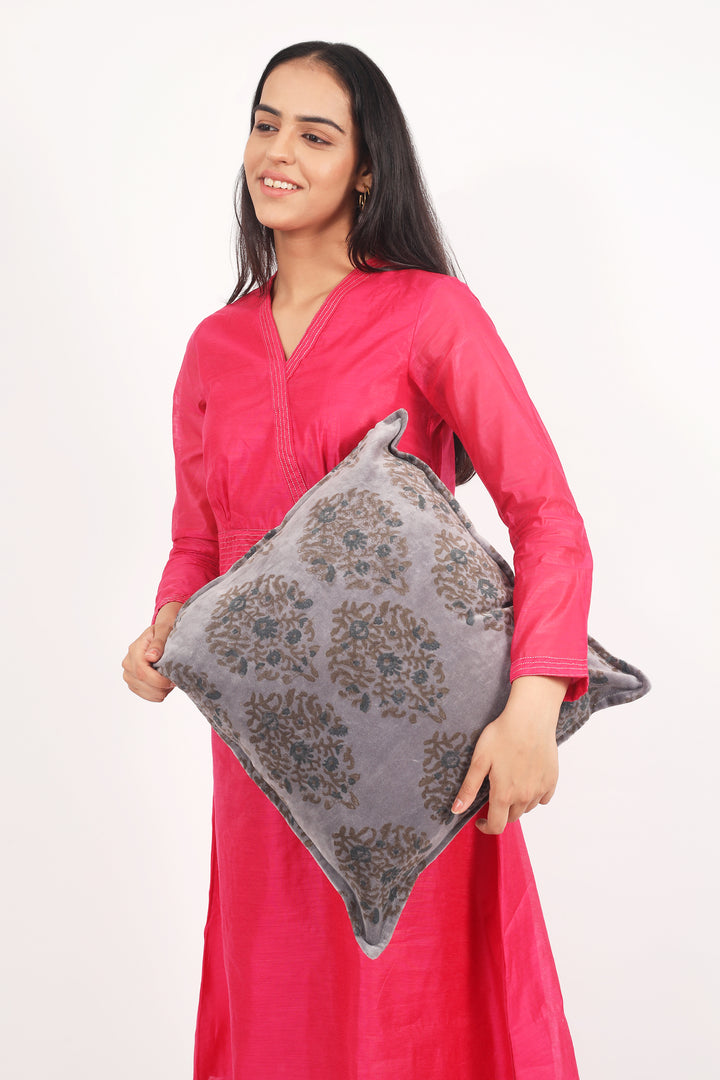 Block print velvet cushion covers - Lilac Haze