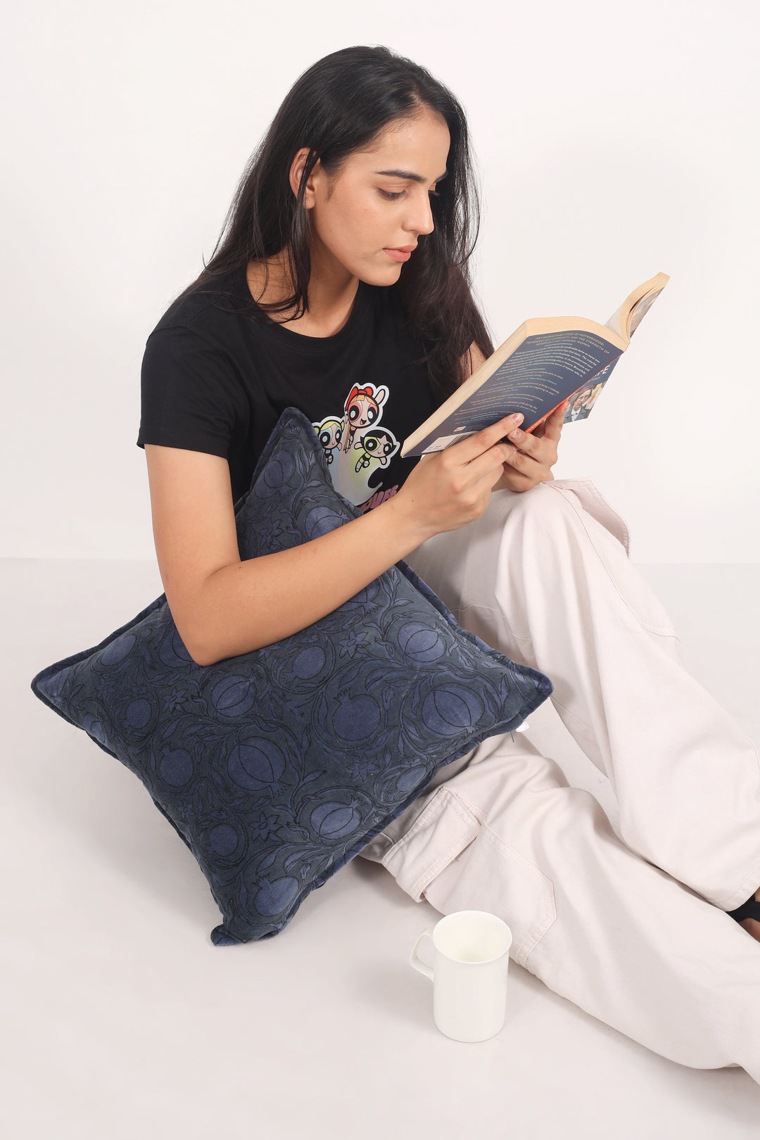 Block print velvet cushion covers - Royal Blue