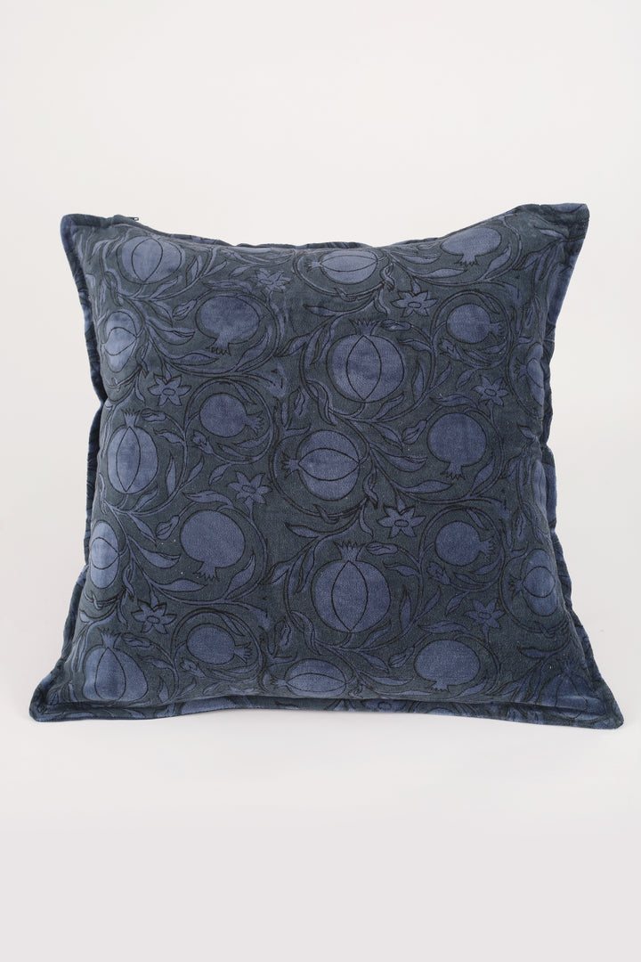 Block print velvet cushion covers - Royal Blue