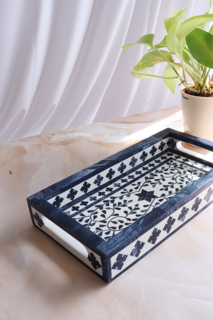 Dark Blue Inlay tray - Vegan Inlay work tray - Handcrafted Decorative trays