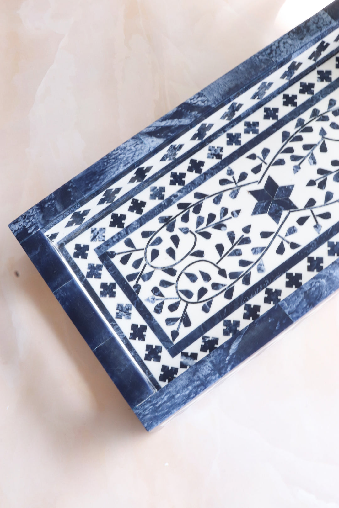 Dark Blue Inlay tray - Vegan Inlay work tray - Handcrafted Decorative trays