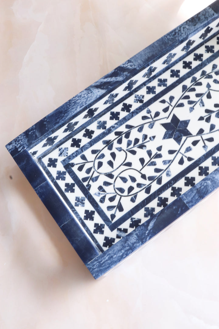 Dark Blue Inlay tray - Vegan Inlay work tray - Handcrafted Decorative trays
