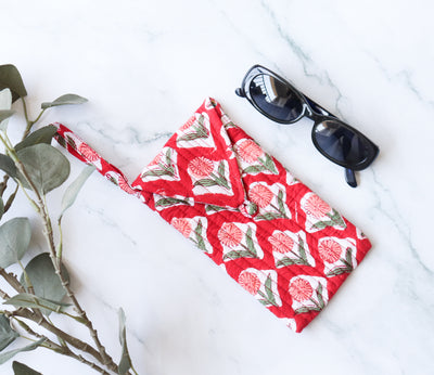 Quilted Sunglasses case - Spectacle cover - Red