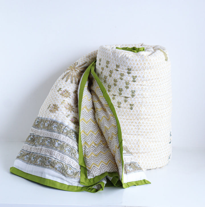 Goa Block print quilt - Palm trees AC quilt - King, Queen and single