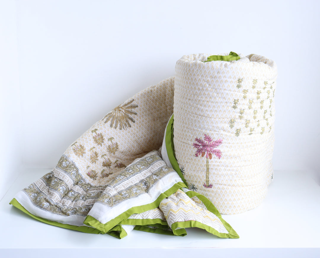 Pre - order - Best quilt for heavy winter - Razai for heavy winter - Green winter quilt