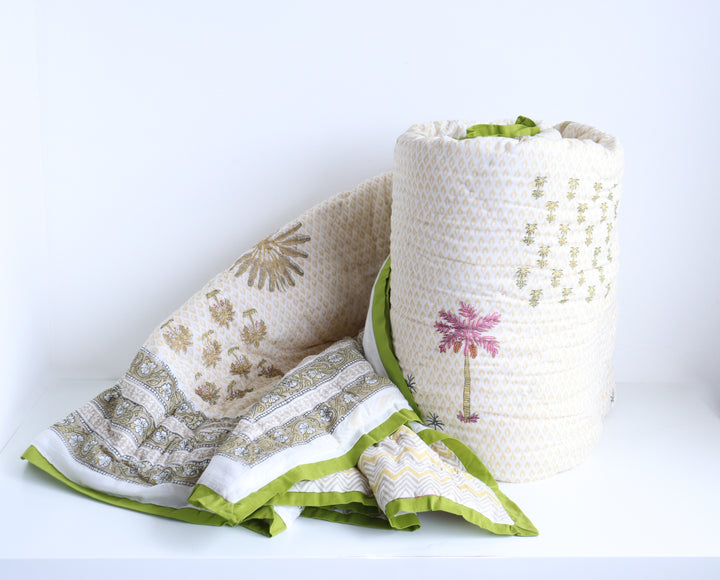 Pre - order - Best quilt for heavy winter - Razai for heavy winter - Green winter quilt