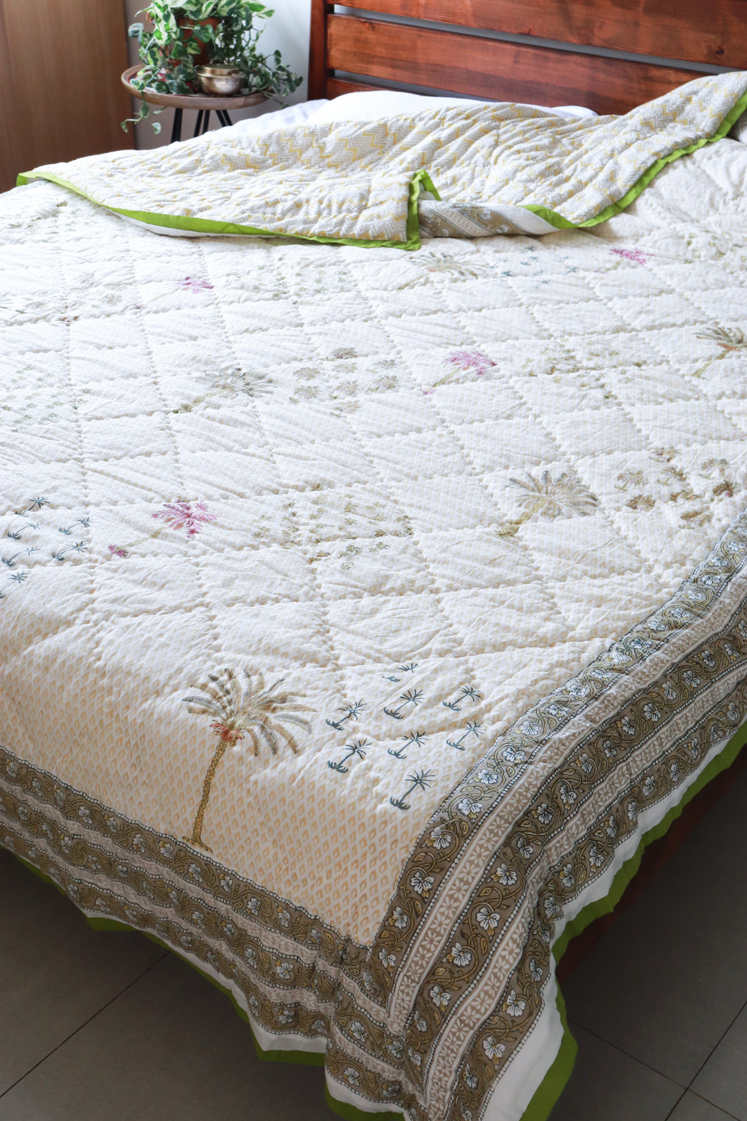 Goa Block print quilt - Palm trees AC quilt - King, Queen and single