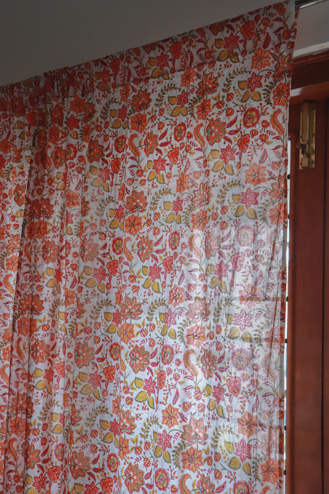 Orange blossom festive curtains - Sheer Mul curtains - Cotton voile curtains
