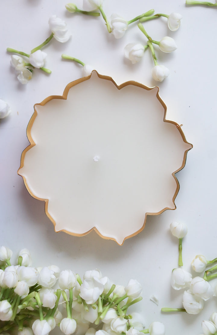 Pre order - Gold Lotus Metal Work scented candle in a gift box - Eco friendly Diwali gifts