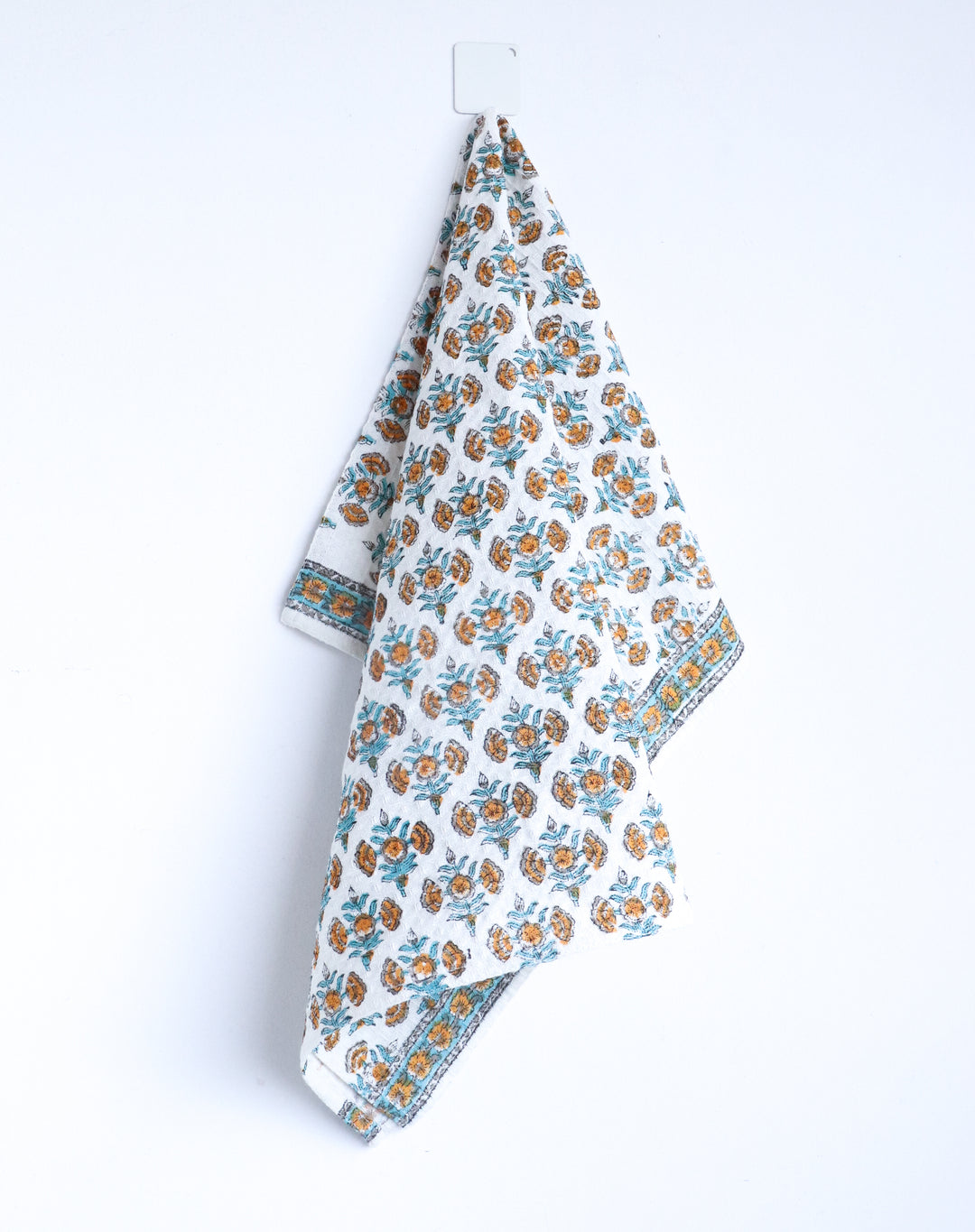 Set of 2 waffle kitchen towels - Block print dish towels - Yellow Booti