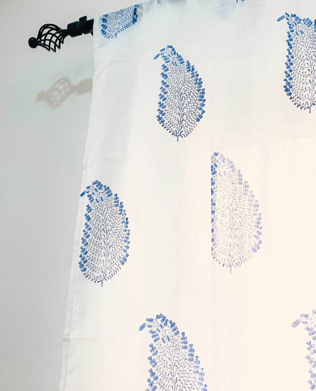 Blue feather curtains - Block print sheer curtains