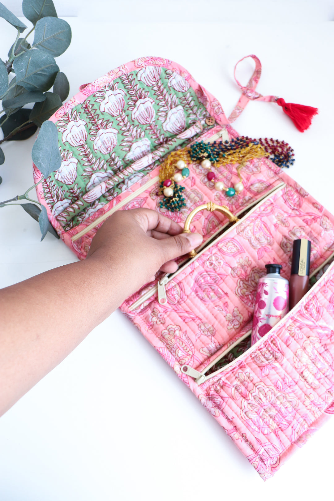 Travel Jewelry Pouch - Jewellery organizer - Light Pink