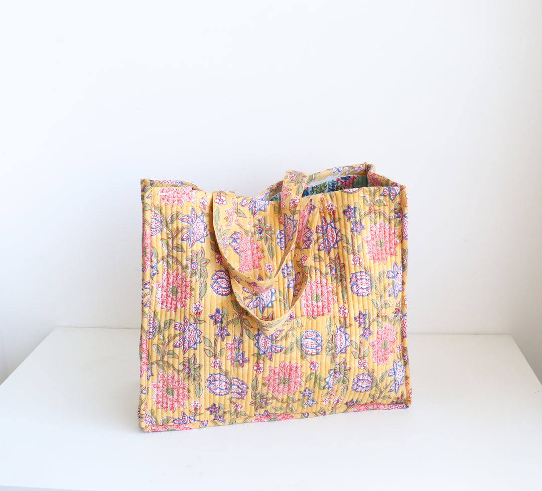 Personalized XL Shopping tote - Customised Oversized Tote Bag for Women - Yellow