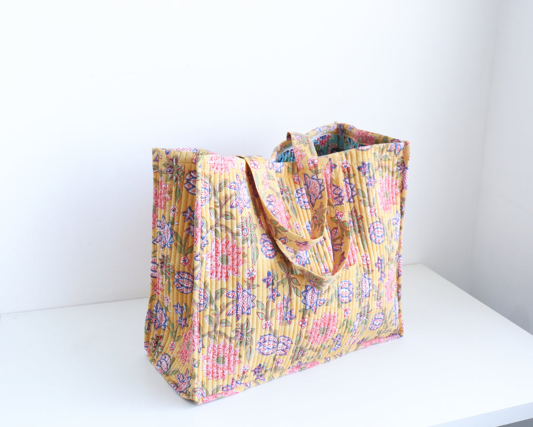 Personalized XL Shopping tote - Customised Oversized Tote Bag for Women - Yellow