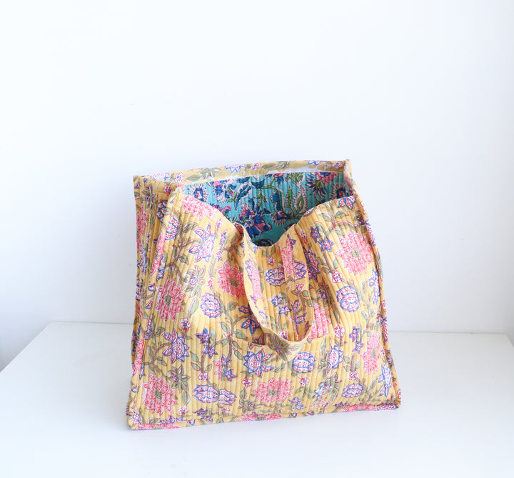 Personalized XL Shopping tote - Customised Oversized Tote Bag for Women - Yellow