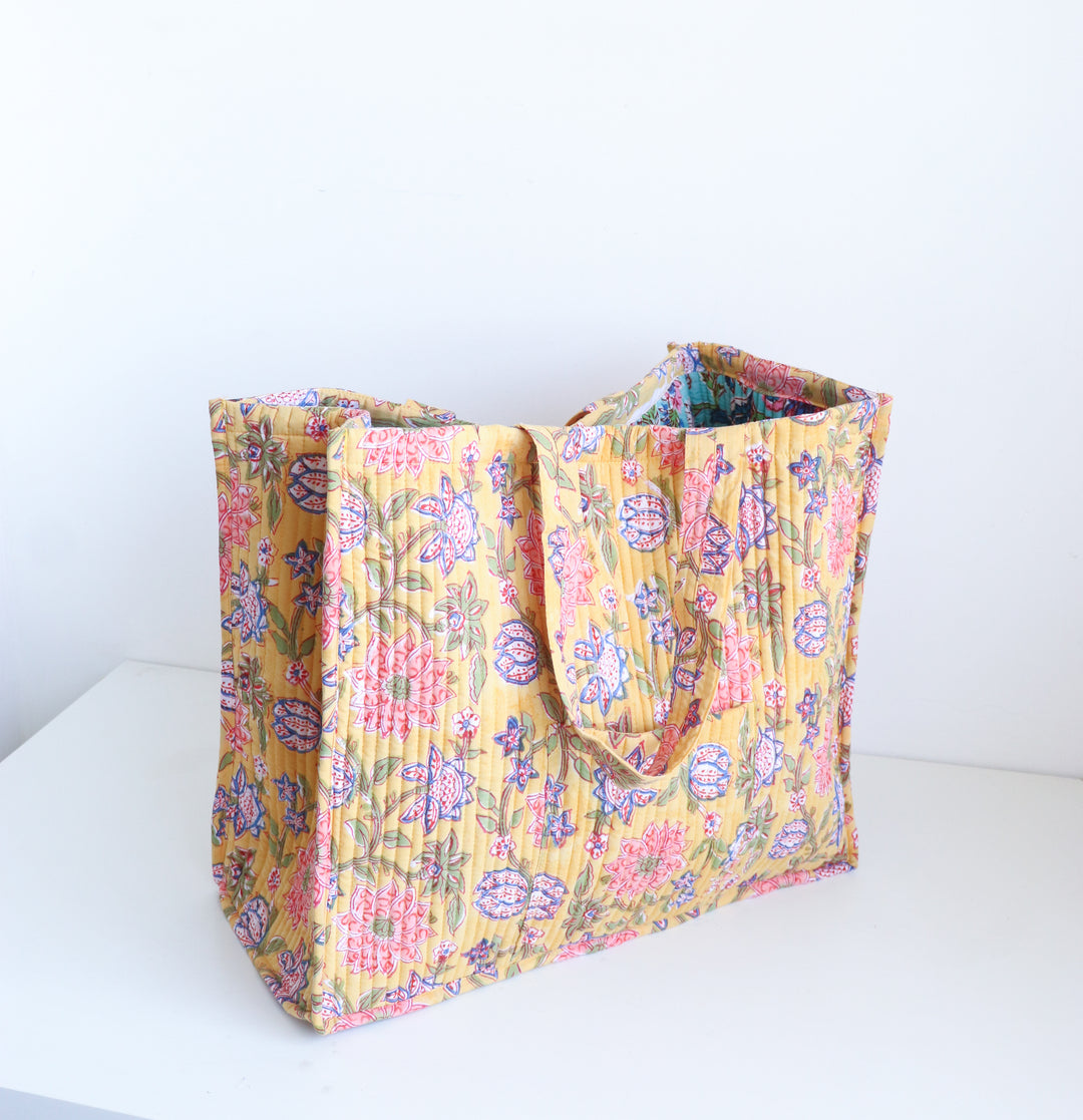 Personalized XL Shopping tote - Customised Oversized Tote Bag for Women - Yellow