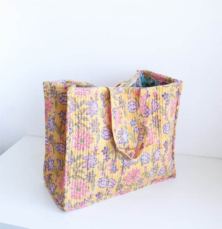 Personalized XL Shopping tote - Customised Oversized Tote Bag for Women - Yellow