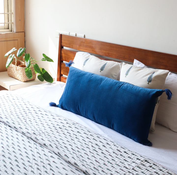 Extra Long lumbar velvet pillows - Navy Blue - 16 x 36 inches - Filler included