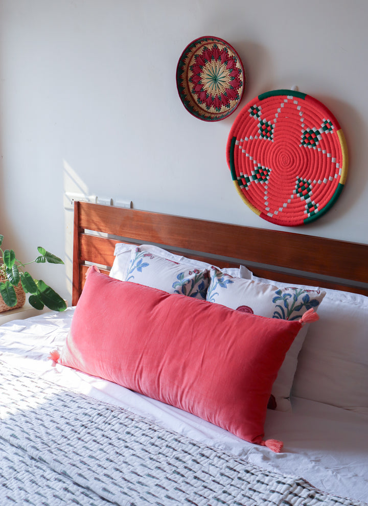 Extra Long lumbar velvet pillows - Hot Pink - 16 x 36 inches - Filler included