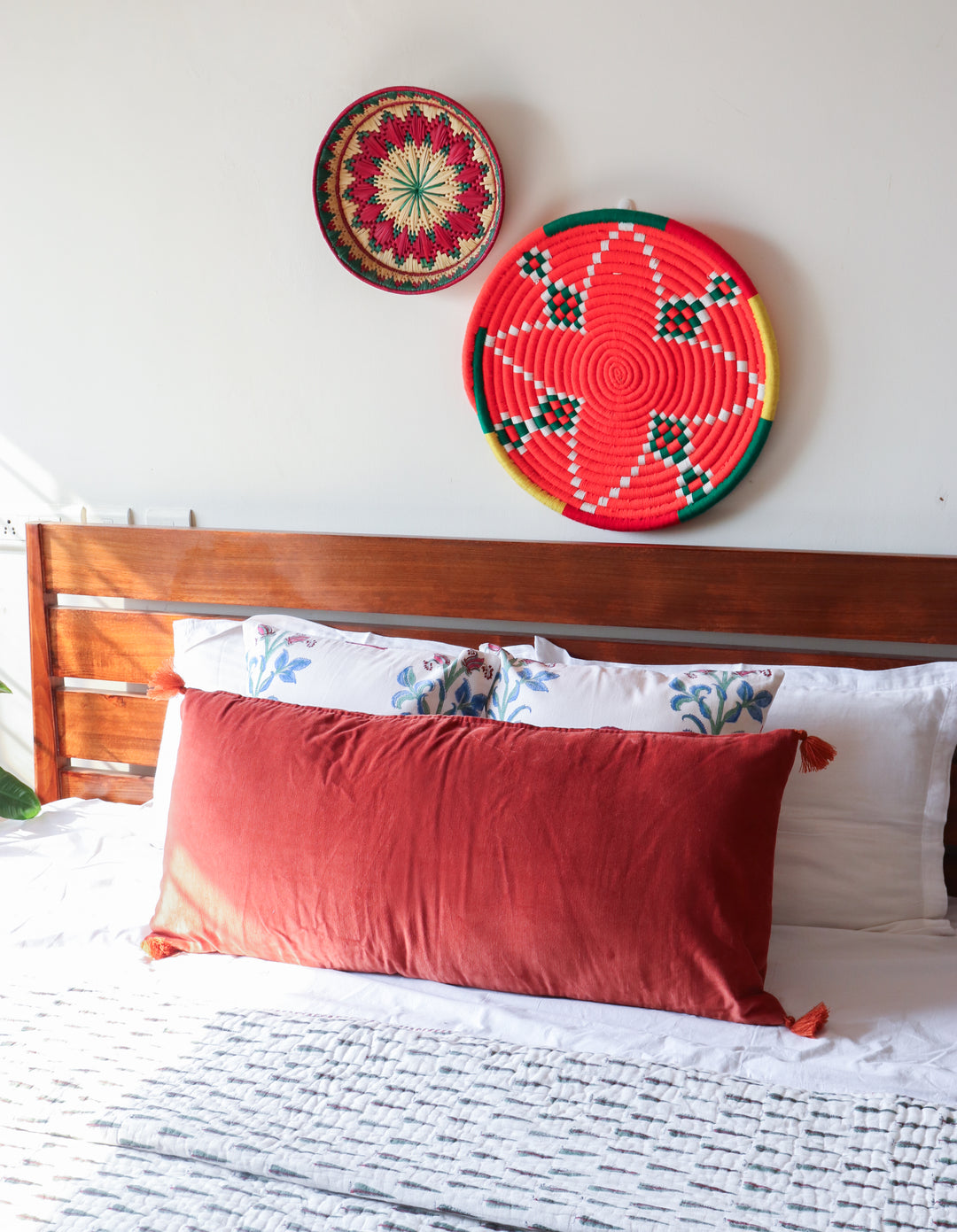 Extra Long lumbar velvet pillows - Rust - 16 x 36 inches - Filler included