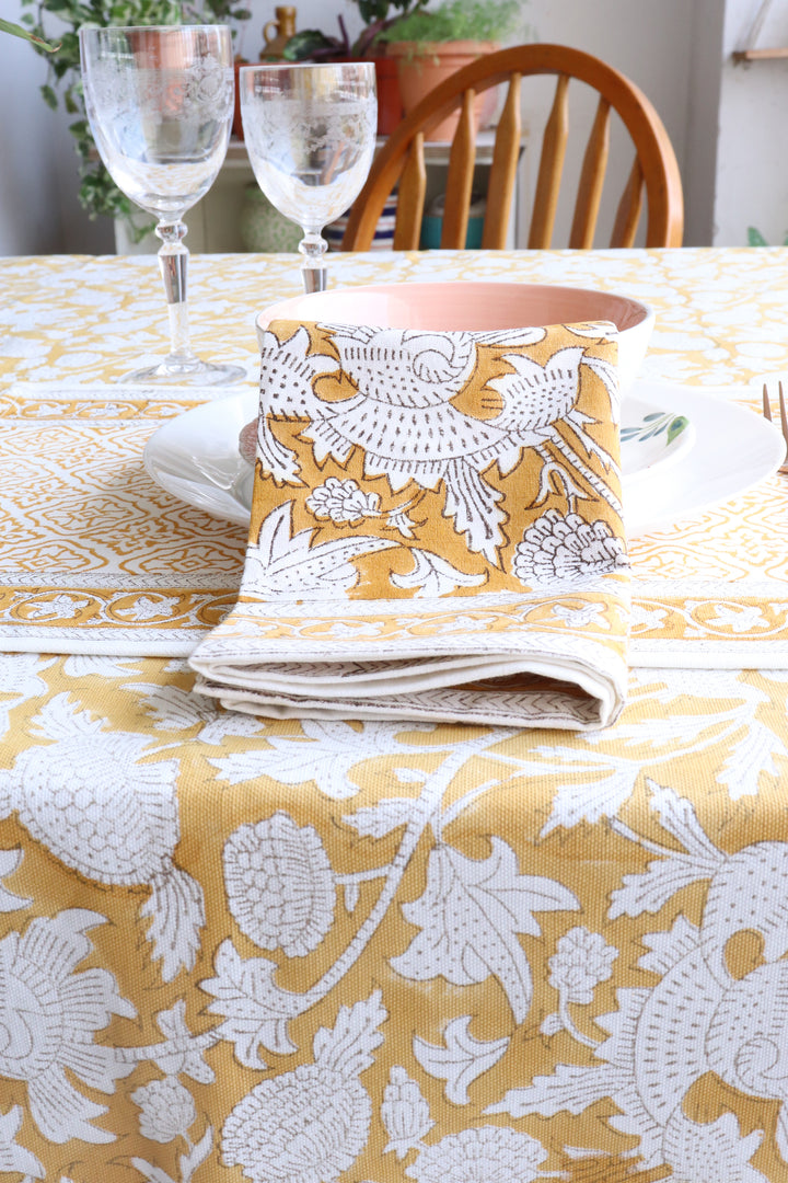 Spice Route Block print napkins - Dinner napkins - set of 6 napkins - Yellow