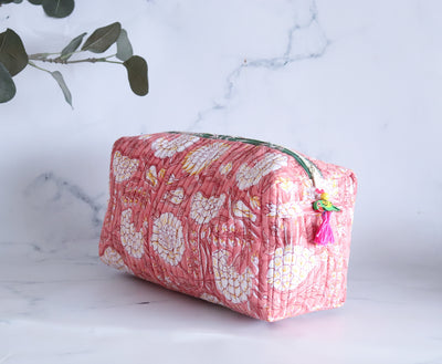 Medium Cosmetic bag - Travel Make up bag - Peach