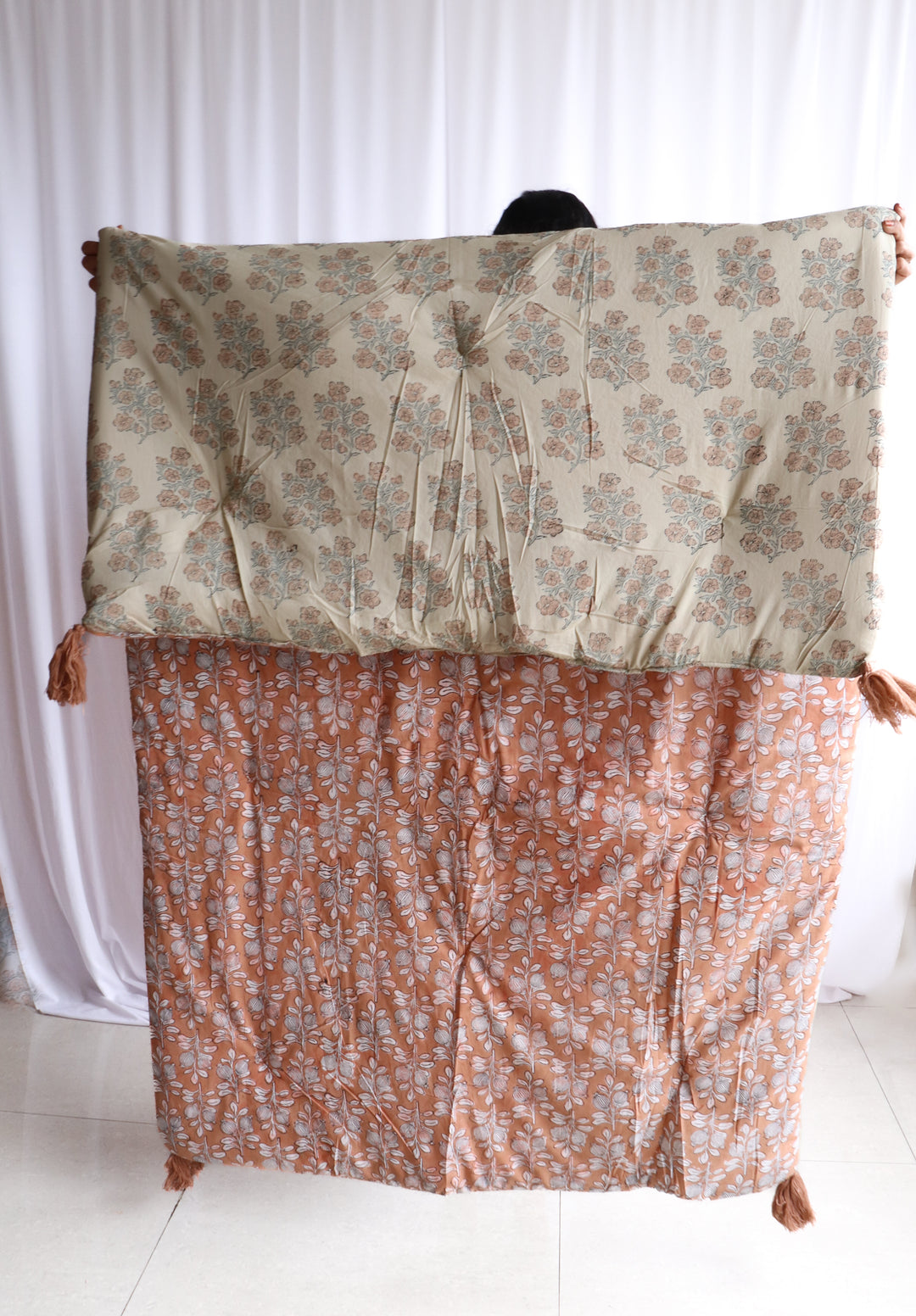 Reversible Floor mattress - Large floor cushion - 3 x 6 feet - Peach and Beige