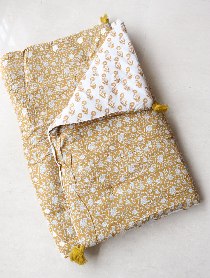 Reversible Floor mattress - Large floor cushion - 3 x 6 feet - Yellow and white