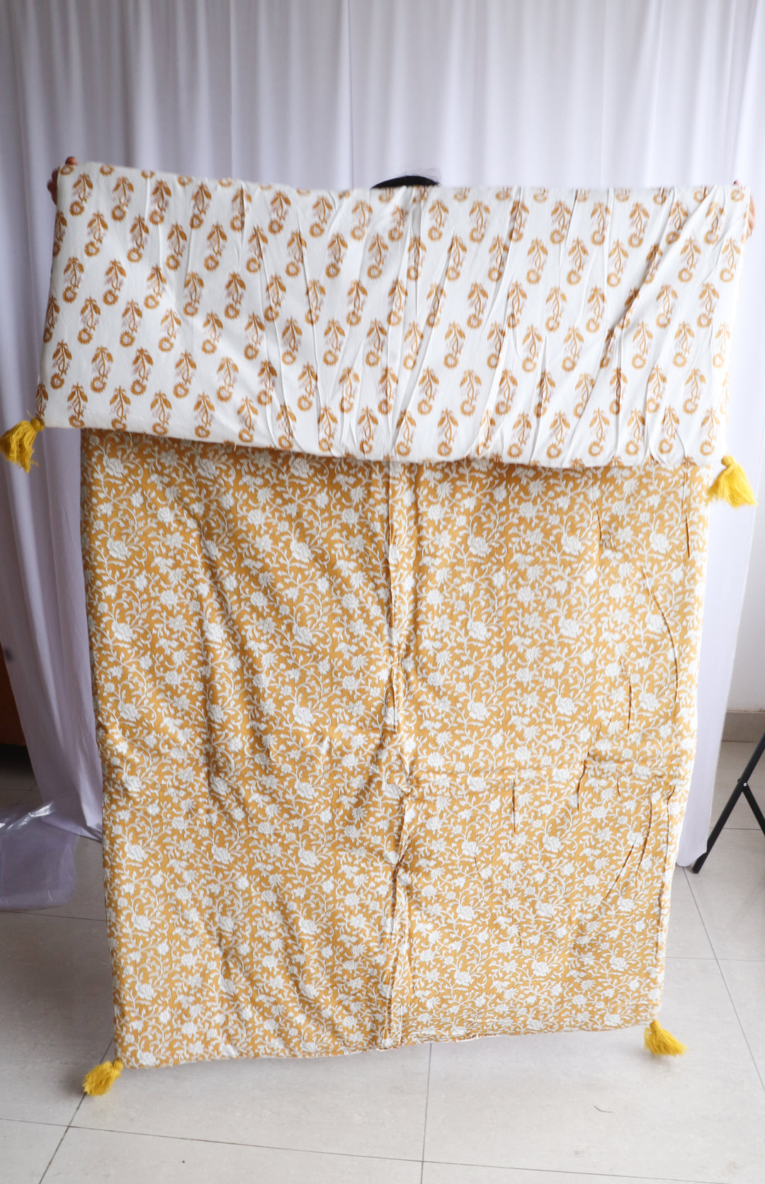 Reversible Floor mattress - Large floor cushion - 3 x 6 feet - Yellow and white