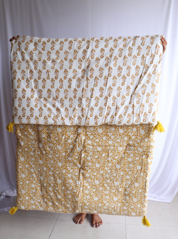 Reversible Floor mattress - Large floor cushion - 3 x 6 feet - Yellow and white