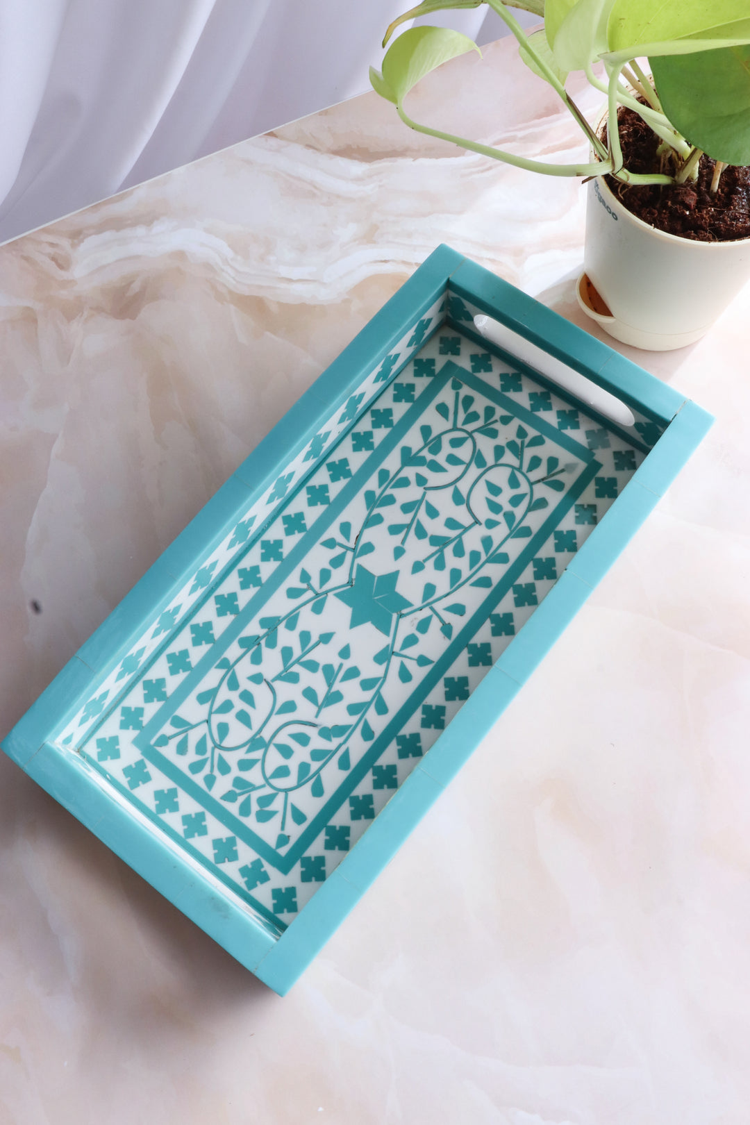 Turquoise Inlay tray - Vegan Inlay work tray - Handcrafted Decorative trays