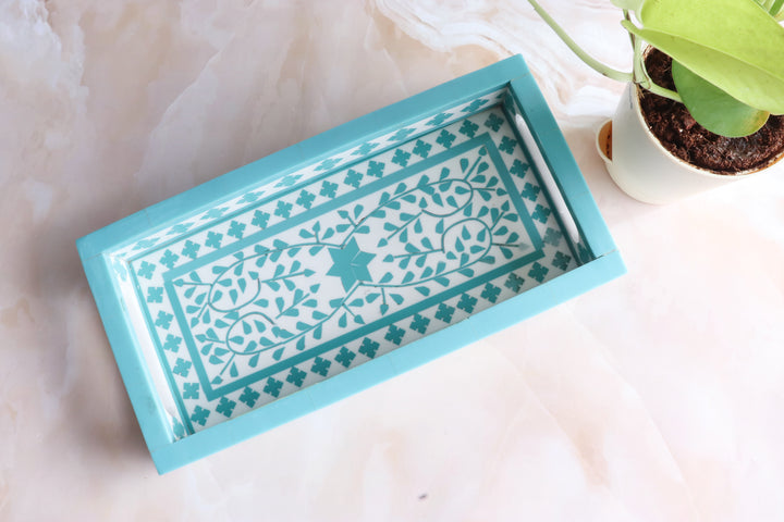 Turquoise Inlay tray - Vegan Inlay work tray - Handcrafted Decorative trays