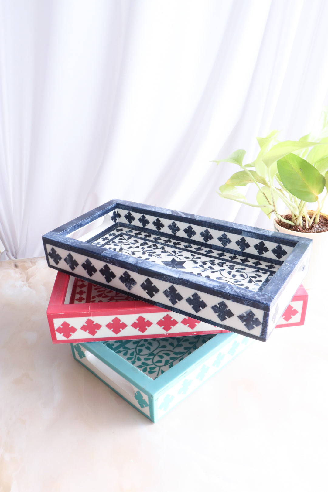 Turquoise Inlay tray - Vegan Inlay work tray - Handcrafted Decorative trays