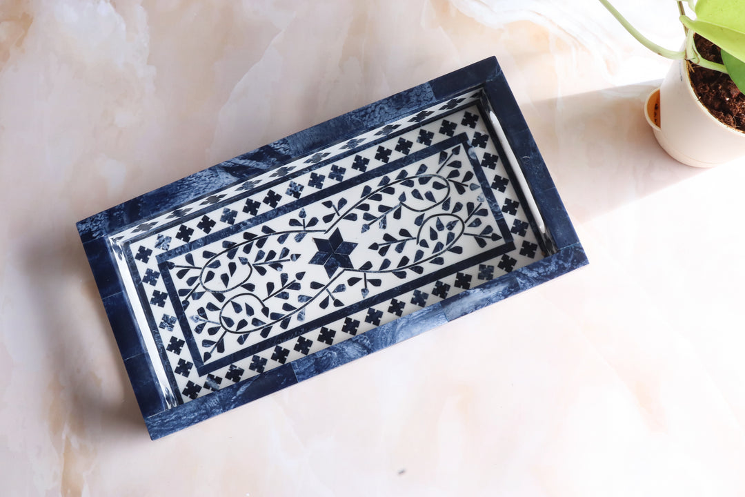 Dark Blue Inlay tray - Vegan Inlay work tray - Handcrafted Decorative trays