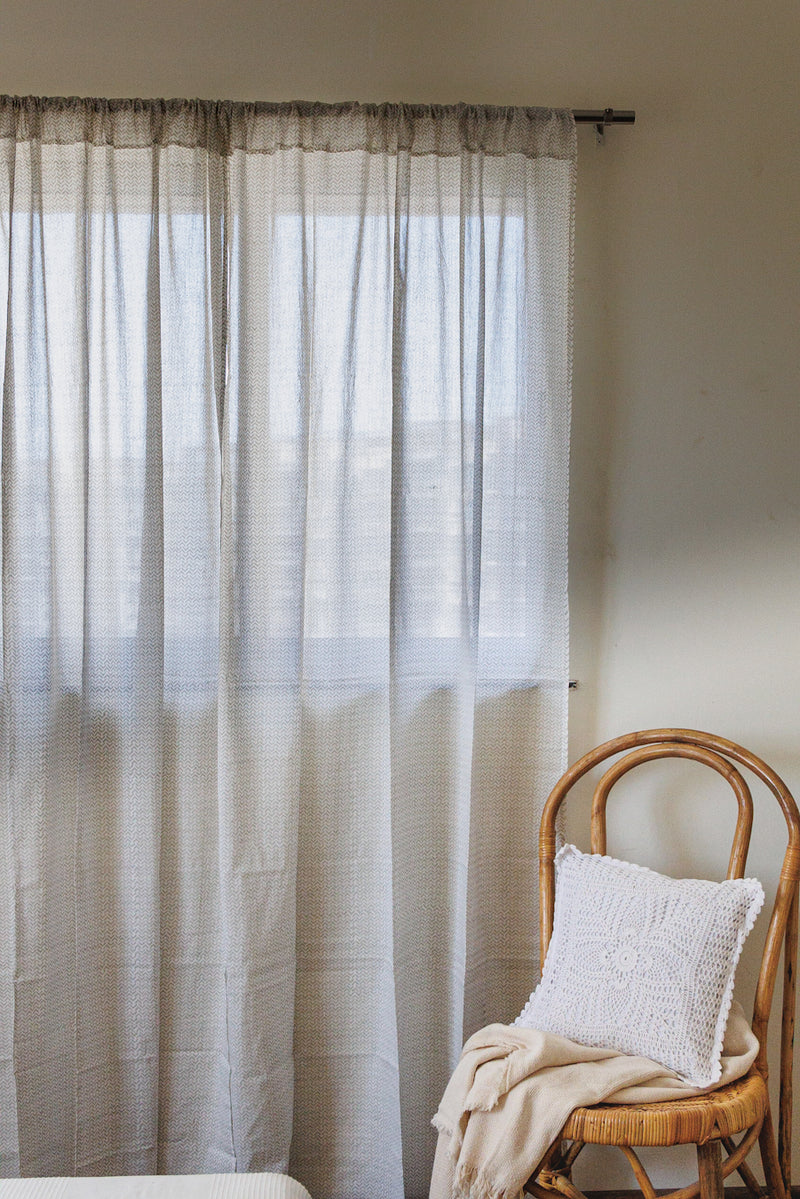 Grey chevron sheer curtain - Modern sheer curtains