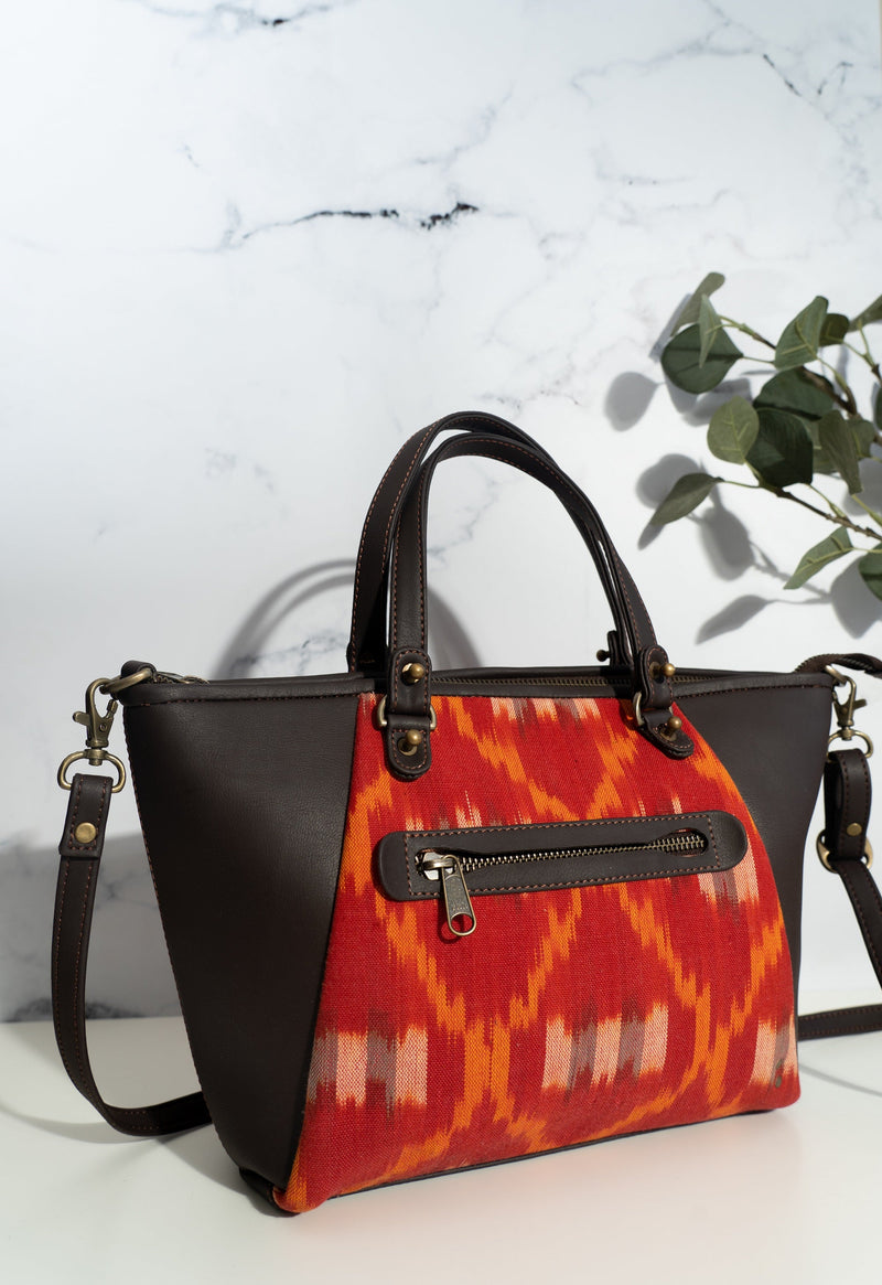 Handbag for women - Block print tote bag with sling - Vayu