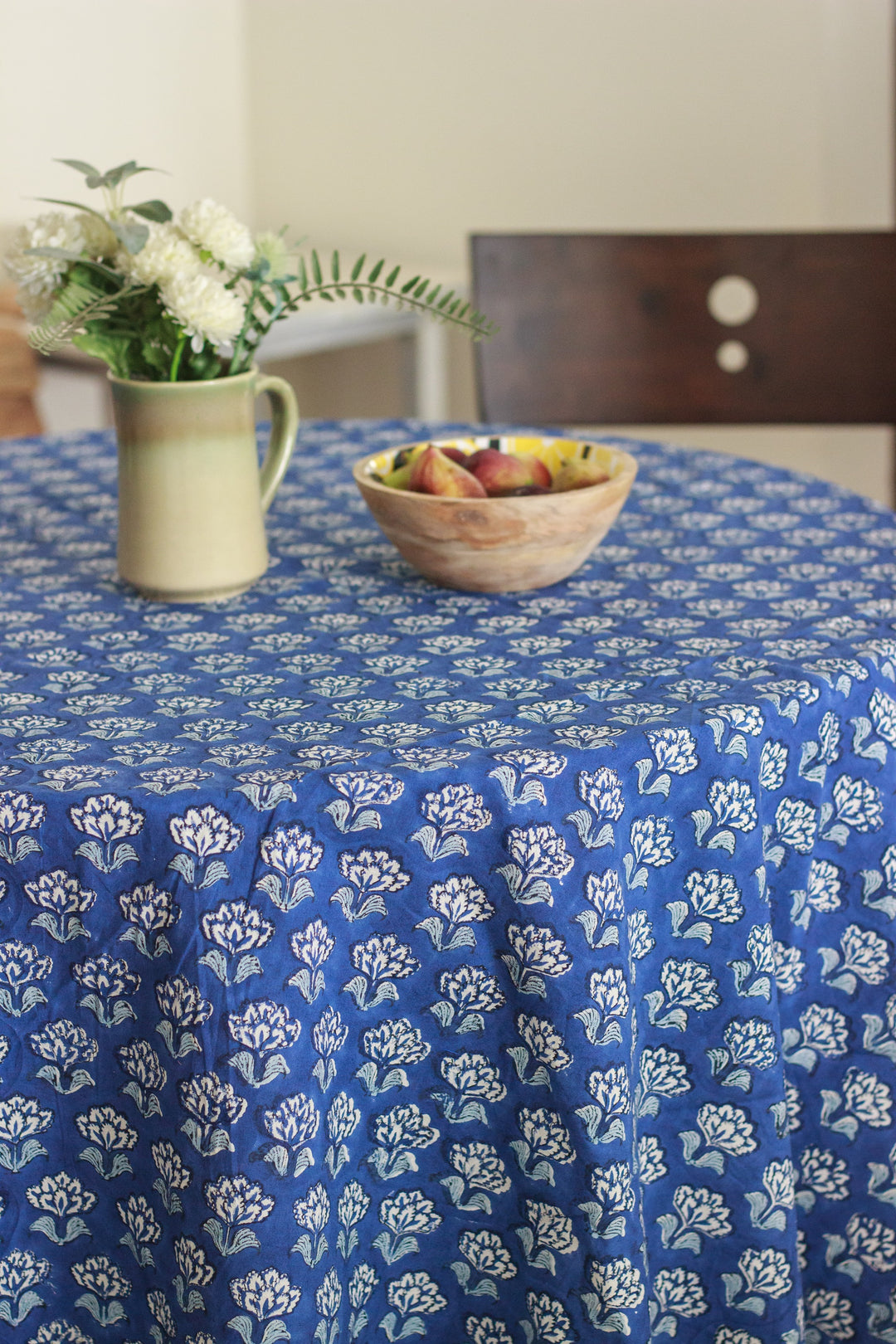 Starlit sky block print Round tablecloth - 6 seater - 72 inches diameter