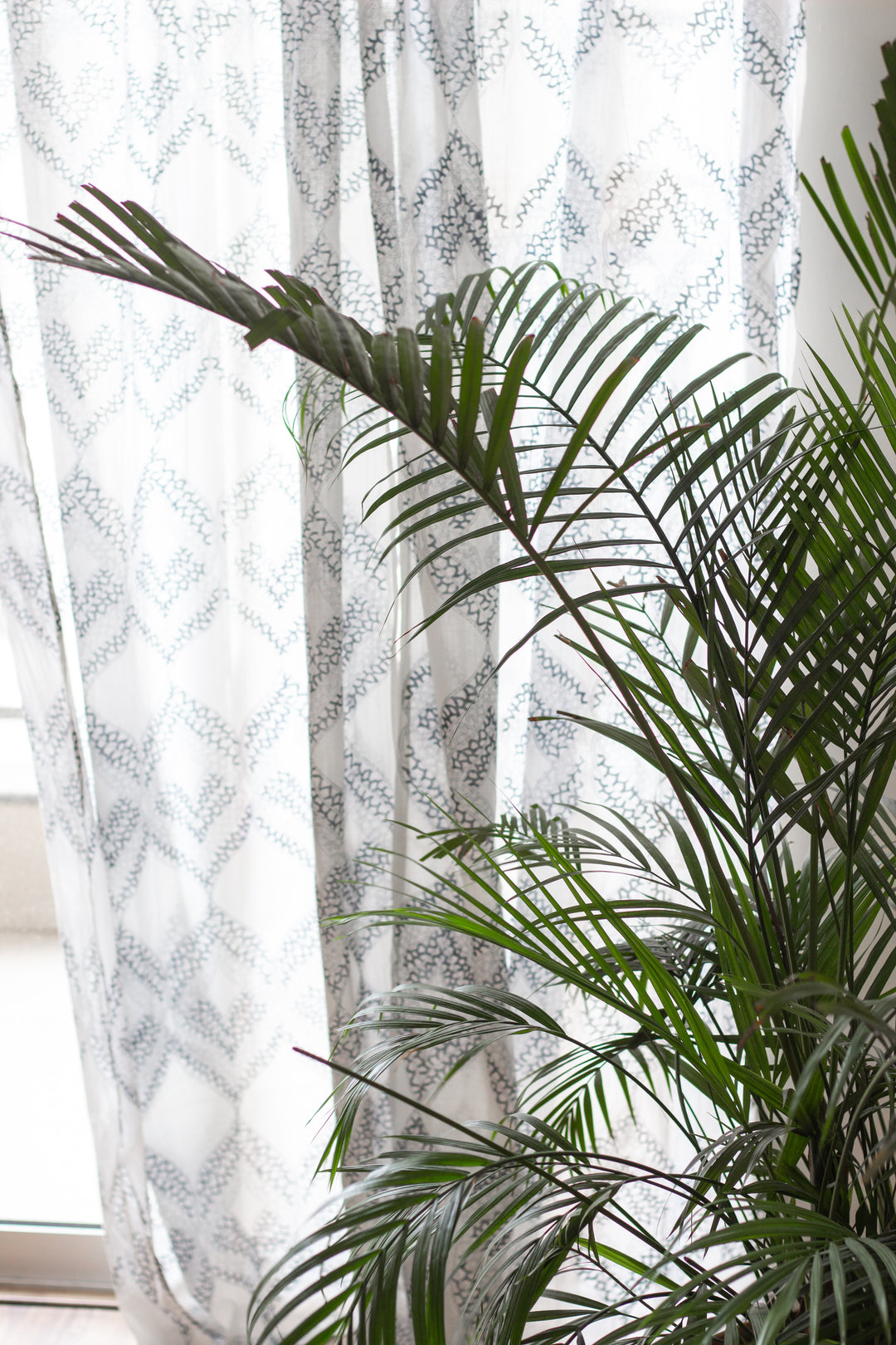 Geometric blue curtains - sheer curtains - Sold individually