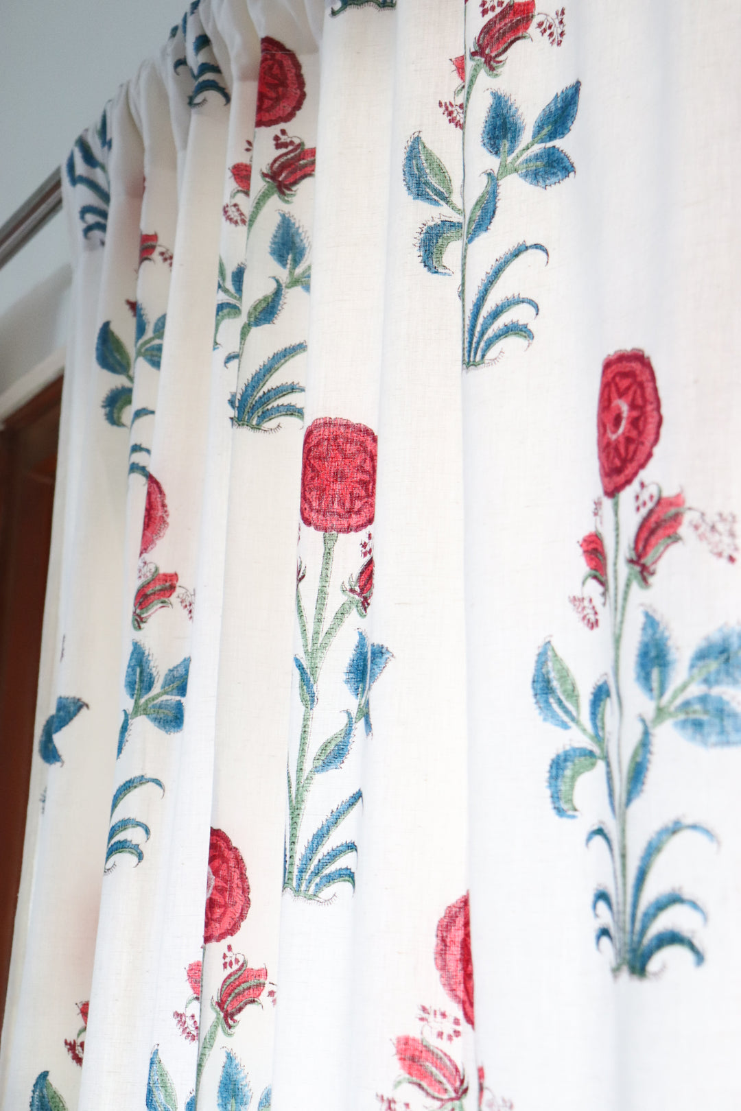 Red boota curtains with lining - Light blocking curtains