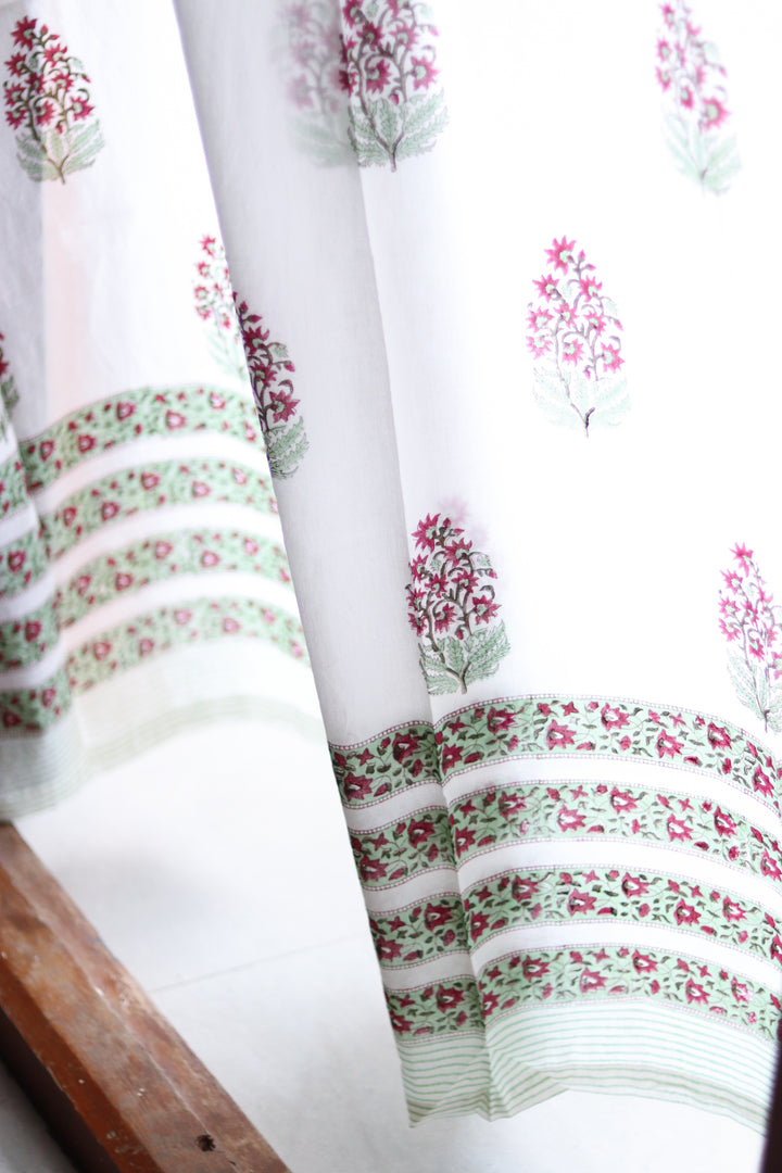 Green paisley sheer curtains - Red and green mul curtains - Ready to ship