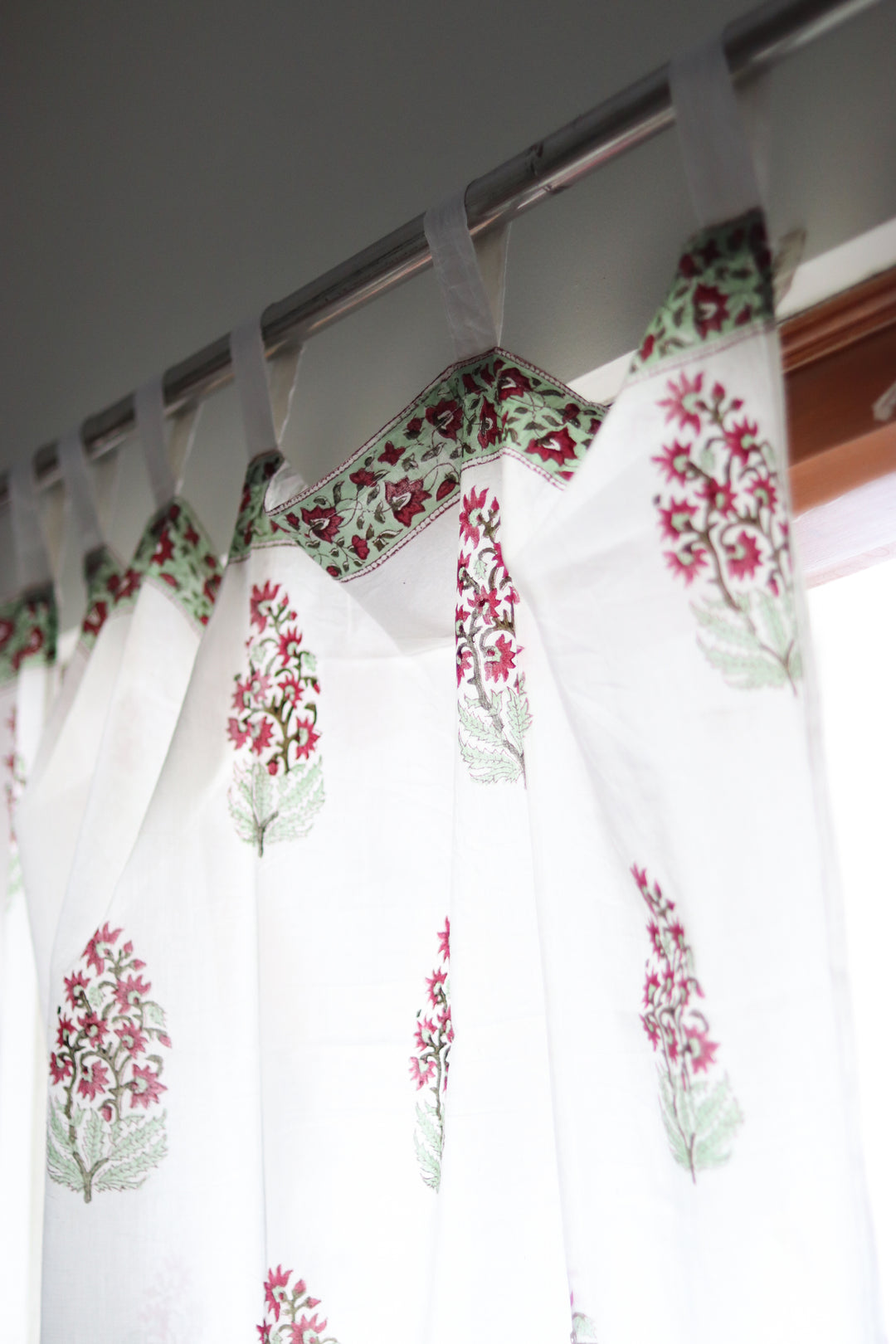 Green paisley sheer curtains - Red and green mul curtains - Ready to ship