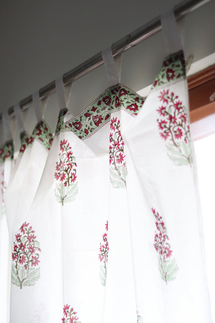 Green paisley sheer curtains - Red and green mul curtains - Ready to ship