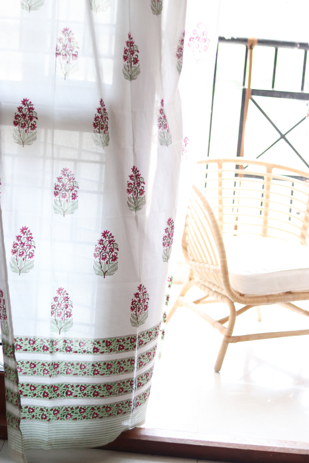 Green paisley sheer curtains - Red and green mul curtains - Ready to ship