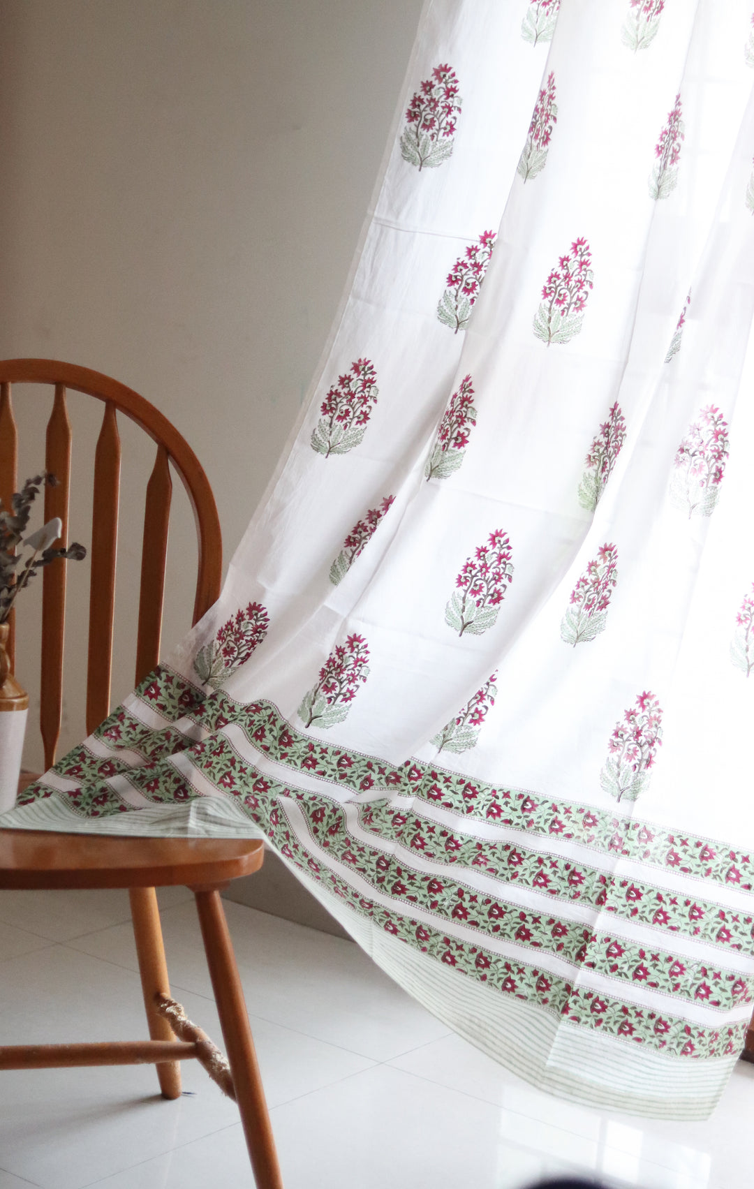 Green paisley sheer curtains - Red and green mul curtains - Ready to ship