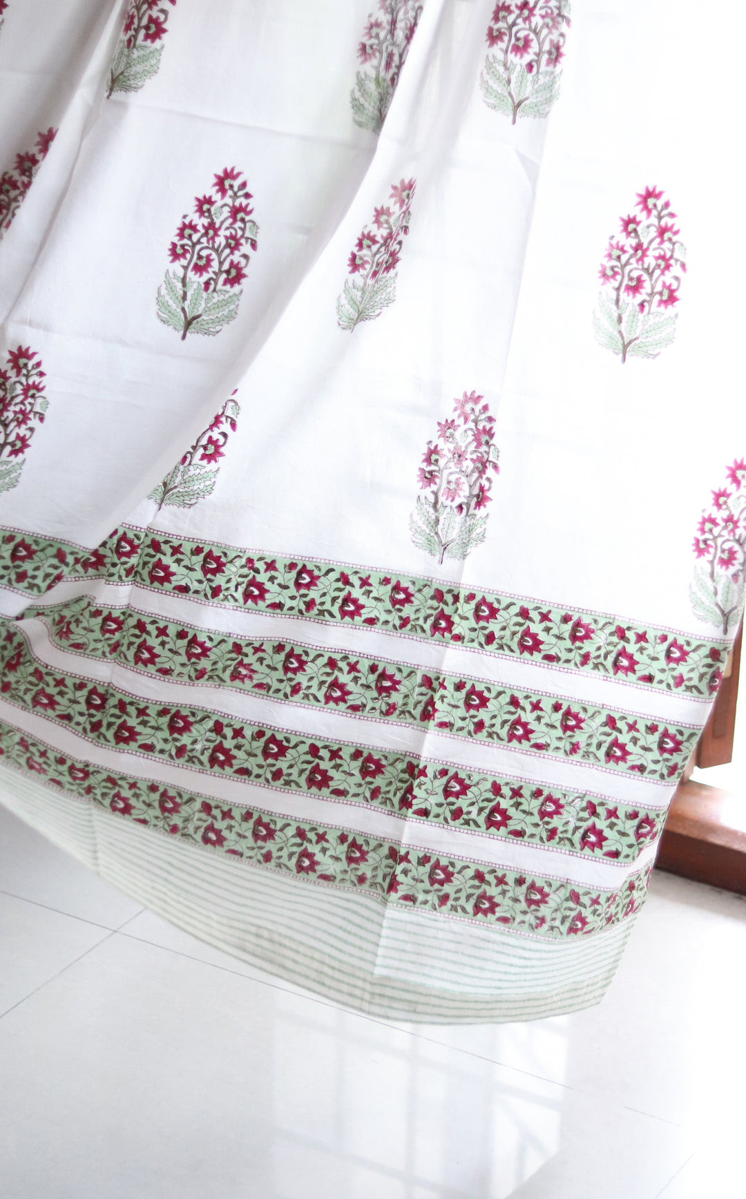 Green paisley sheer curtains - Red and green mul curtains - Ready to ship