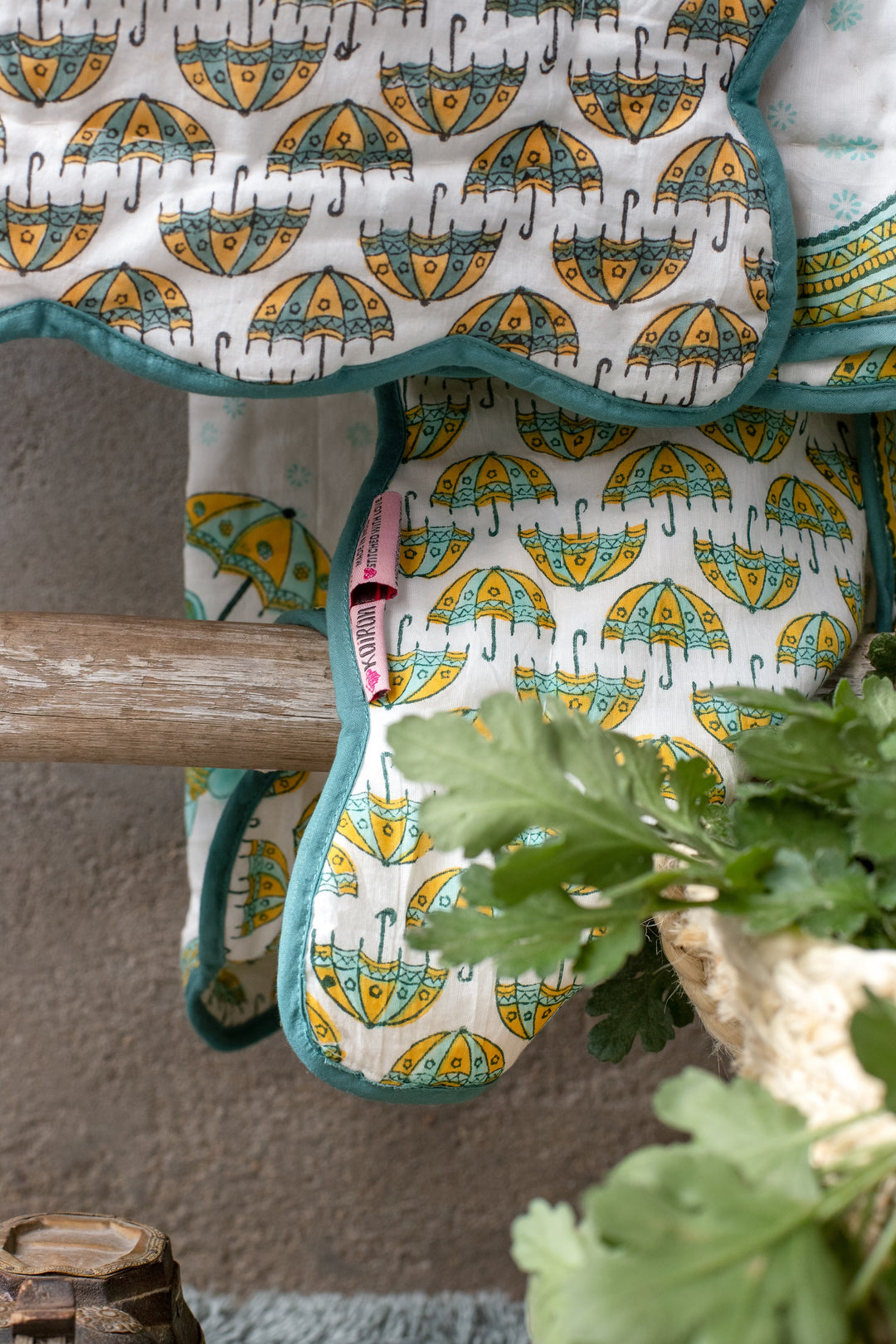 Elephant block print quilt -Yellow Gajah quilt